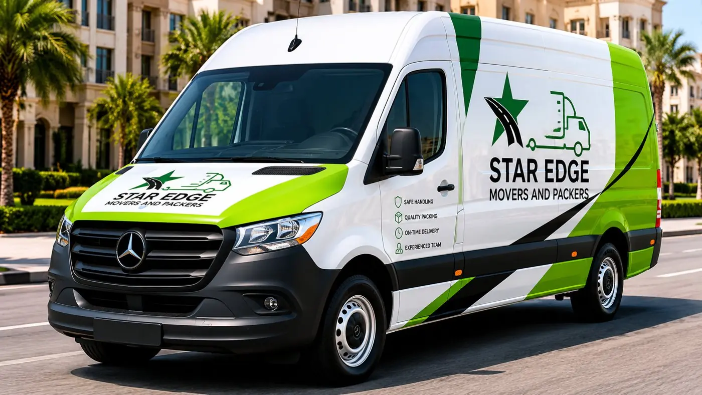 Star Edge Movers Mercedes van ready for a move from Dubai to Abu Dhabi