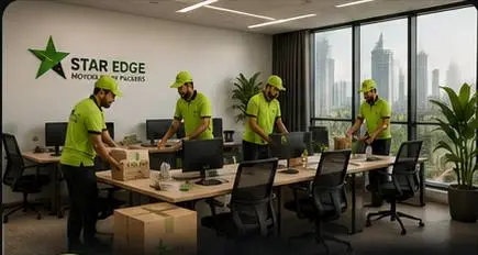 Star Edge crew packing an office for relocation